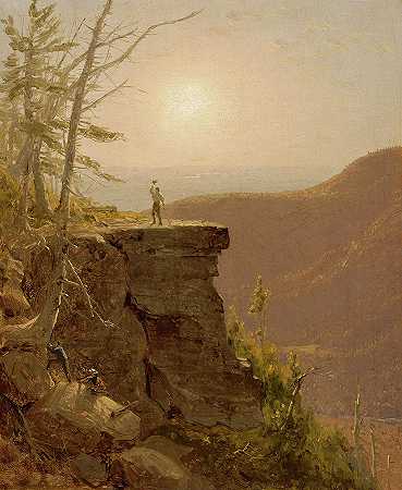 卡茨基尔山脉南山上的一个岩架`A Ledge on South Mountain, in the Catskills by Sanford Robinson Gifford