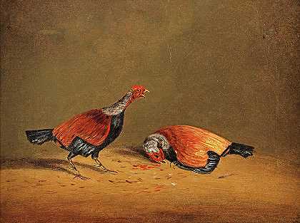 斗鸡3`Cockfighting 3 by Henry Thomas Alken