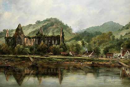丁登修道院`Tintern Abbey on the Wye by Frederick William Watts