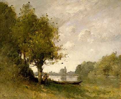 南吉斯附近的池塘`A Pond near Nangis (1880–95) by Paul Désiré Trouillebert