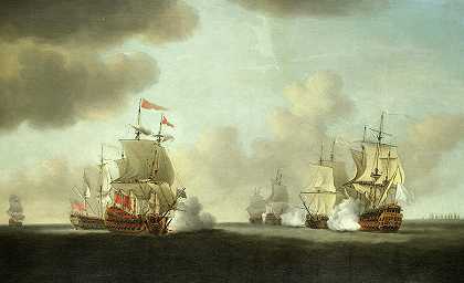 法兰西角战役，1757年10月21日`The Battle of Cap-Francais, 21st October 1757 by Samuel Scott