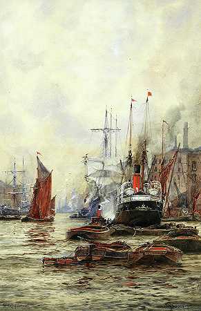 伦敦港`The Port of London by Frank William Scarbrough