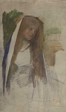 女孩肖像研究`Portraitstudie eines Mädchens (around 1920–1940) by Susanne Renate Granitsch