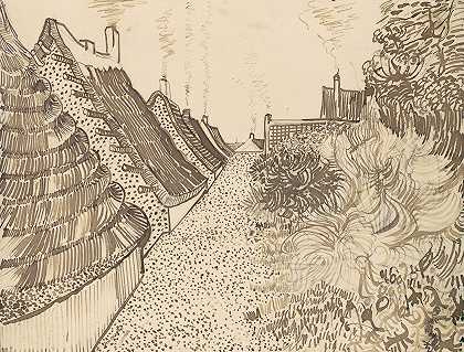 圣玛丽街`Street in Saintes~Maries~de~la~Mer (1888) by Vincent van Gogh