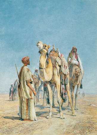在沙漠中驻足`Halt In The Desert by John Frederick Lewis