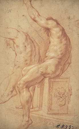 裸体坐着`A Seated Nude by Italian 17th Century