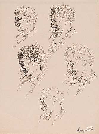 头部研究`Head Studies (1880s) by Louis Anquetin