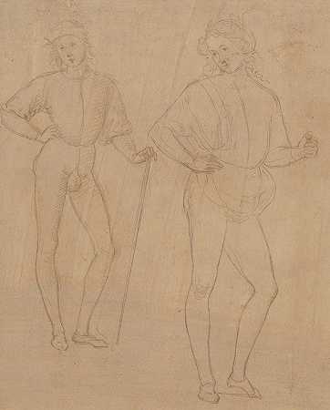 对穿着四世纪服装的站立青年的两项研究`Two Studies of a Standing Youth in Quattrocento Clothing (ca. 1504) by Workshop of Perugino