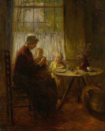 母亲给孩子喂奶`Mother Feeding Her Child by Bernard de Hoog
