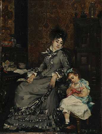 年轻的母亲`Jeune mère (ca 1881) by Pierre Carrier-Belleuse