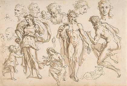 体型和头部研究（包括巴克斯）`figure and head~studies (including Bacchus) (1745–1815) by Bartholomaeus Ignaz Weiss