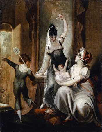 一位母亲和她的家人在乡下`A Mother With Her Family In The Country (1806~07) by Henry Fuseli