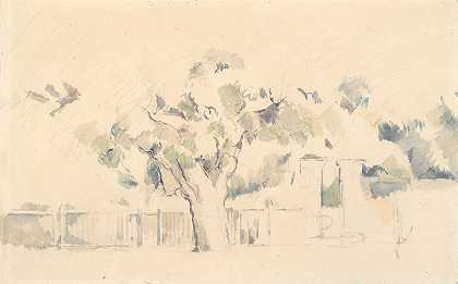 篱笆`Stakittet (1839 – 1906) by Paul Cézanne