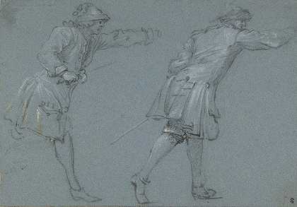 两名士兵剑术的研究`Study of Two Soldiers Swordfighting (17th century) by Adam Frans van der Meulen