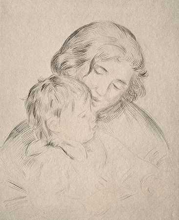 母子`Mother and Child (1896) by Pierre-Auguste Renoir