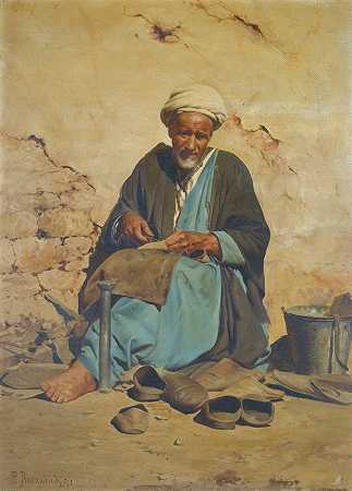 阿拉伯鞋匠`The Arab Cobbler (1891) by Pavlos Prosalentis