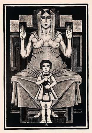 有孩子的母亲`Moeder met kind (1919) by Henk Schilling