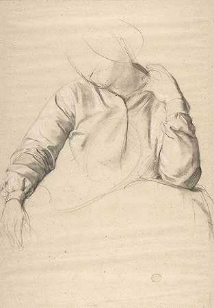 对女性坐姿的研究`Study of a Woman Seated (1828–81) by Romain Cazes
