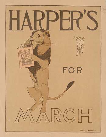 哈珀是三月的`Harpers for March (1894) by Edward Penfield