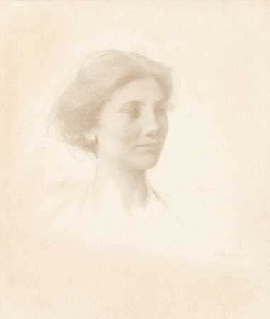 女孩的头`Head of a Girl (c. 1909) by Thomas Wilmer Dewing