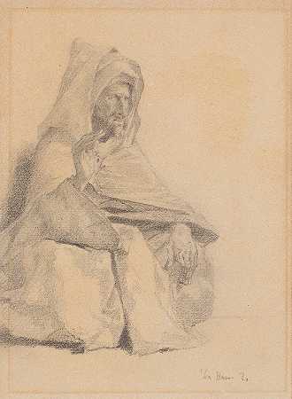 坐着的阿拉伯语`Arabe assis (1875) by Fernand Cormon