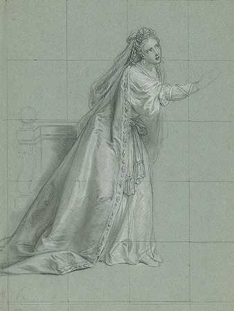 对一名女性（罗杜古恩）转向左边的研究`Study of a Woman (Rodugune) Turned toward the Left (1749) by Charles-Antoine Coypel