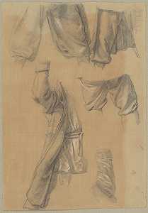 这幅画的攻击者的衣服碎片研究圣约萨法特·昆采维奇殉难`
Studies of clothing fragments of assailants to the painting ;Martyrdom of St Josaphat Kuntsevych (1861)  by Józef Simmler