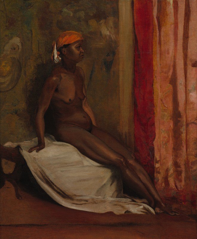 坐着的非洲女人`Seated African Woman (1860s) by Henri Regnault