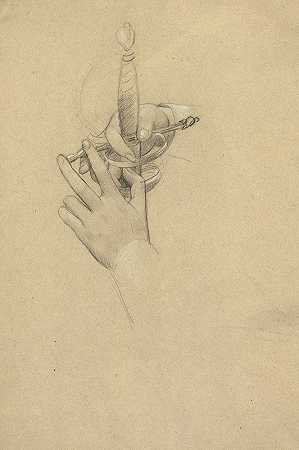刀柄的手工研究`Handstudie um einen Säbelgriff by Gustav Klimt