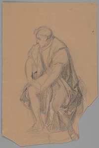 绘画中的国王形象研究芭芭拉·拉齐维之死`
Study of the king figure for the painting ;Death of Barbara Radziwiłł (1860)  by Józef Simmler