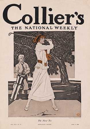 科利尔s、 《国家周刊》，第一个发球台`Colliers, the national weekly, the first tee (1912) by Edward Penfield