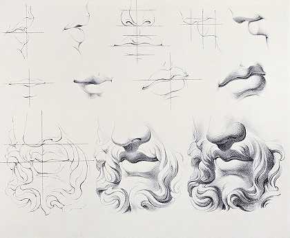 朱利安s对PL04的研究`Juliens Studies of Heads pl 04 (1840) by Bernard-Romain Julien
