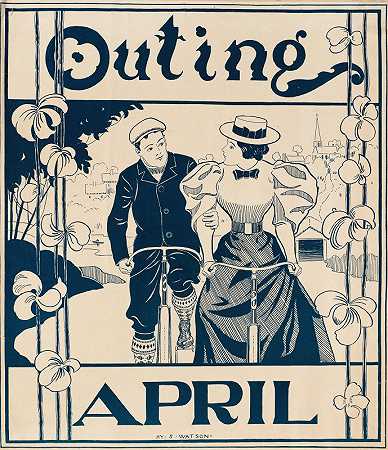 四月出游`Outing April (ca. 1890–1920) by Henry Summer Watson