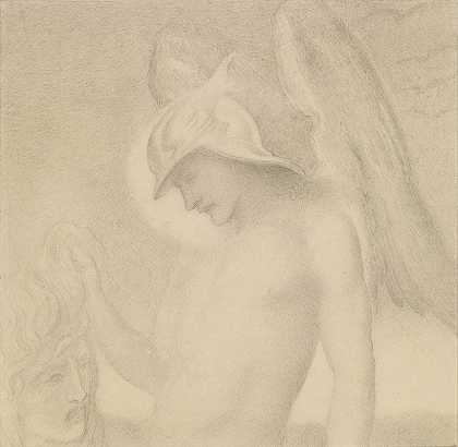 珀尔修斯与美杜莎之首`Perseus with the Head of Medusa (1840~1905) by Simeon Solomon