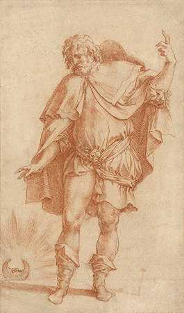 对男性形象的研究（Empedocles或Saint Roch）`Study of a Male Figure (Empedocles or Saint Roch) (1538–1540) by Rosso Fiorentino