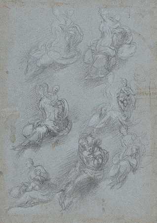 女子与儿童研究（recto）`Studies for the Virgin and Child (recto) (c. 1532) by Camillo Boccaccino