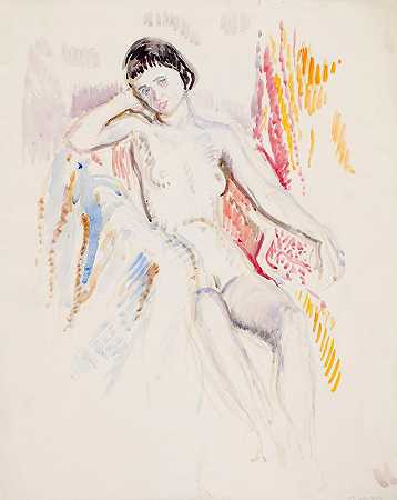 裸体模特`Istuva alaston malli (1912 ~ 1913) by Magnus Enckell