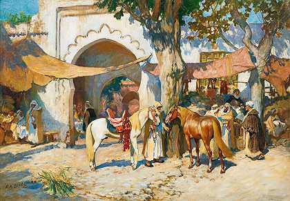 在集市上。阿尔及尔`Dans le souk. Alger by Frederick Arthur Bridgman