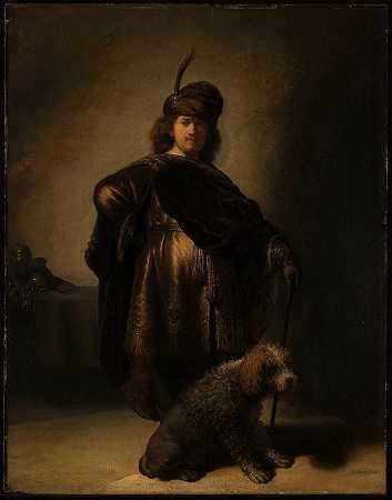 穿着东方服装的艺术家肖像`Portrait of the artist in oriental costume (1631) by Rembrandt van Rijn