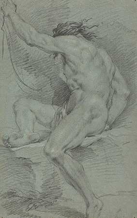 裸体（学术研究）`Nude Figure (academic study) (17th century) by Italian 17th Century