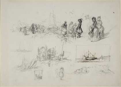 海滨研究`Seaside Studies (1830s) by Eugène Isabey