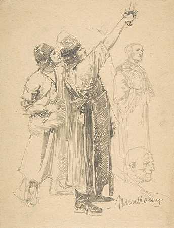 站着的人的研究`Studies of Standing Men (ca. 1891–92) by Mihály Munkácsy