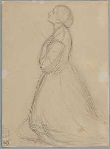 这幅画的女王画像草图贾德维加女王她的誓言`
Sketch of the queen figure for the painting ;Queen Jadwigas Oath (1867)  by Józef Simmler
