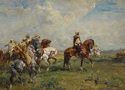 阿拉伯骑士`Cavaliers Arabes (1919) by Henri Émilien Rousseau