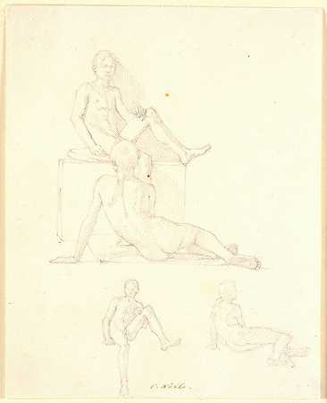 男孩的四个模特研究`Fire modelstudier af drenge (1810 – 1848) by Christen Købke
