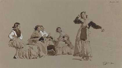 西班牙舞者`Spanish Dancers (1873) by Pio Joris