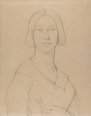 保罗·梅里斯夫人肖像，née Palmyre Granger`Portrait of Madame Paul Meurice, née Palmyre Granger (ca. 1845–50) by Jean Auguste Dominique Ingres