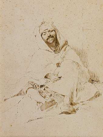 坐着的阿拉伯人`Sitting Arab (1882) by Domenico Morelli