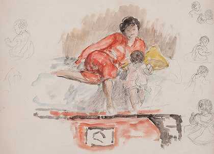 母子关系研究`Study of Mother and Child by Henri Lebasque