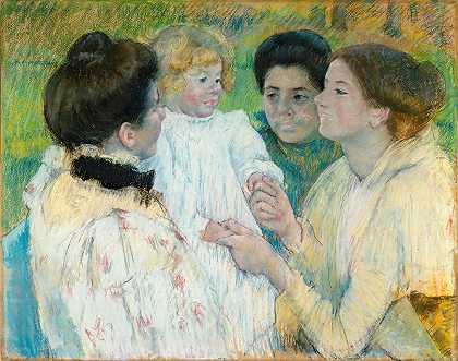 羡慕孩子的女人`Women Admiring A Child (1897) by Mary Cassatt